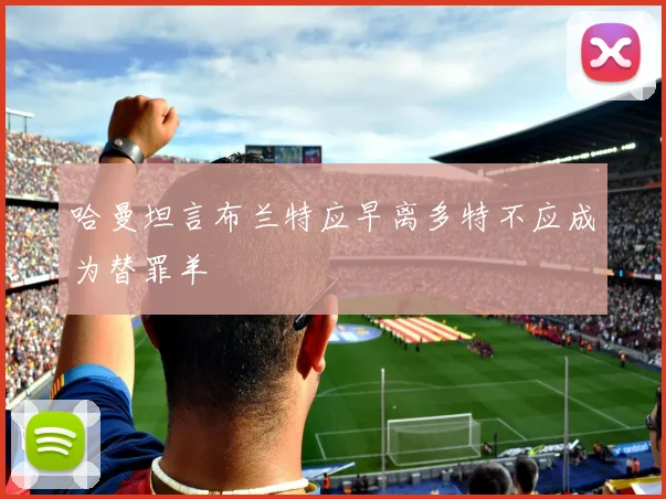 哈曼坦言布兰特应早离多特不应成为替罪羊